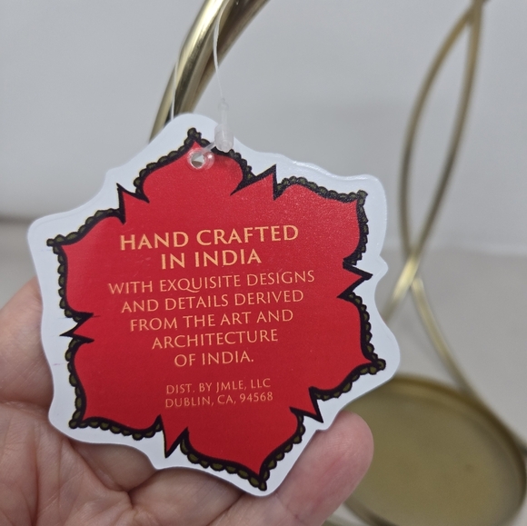 JMLE Metal Candle Holder Faux Gold Brass? 10x10 Three Circles Soldered Together - Picture 5 of 10